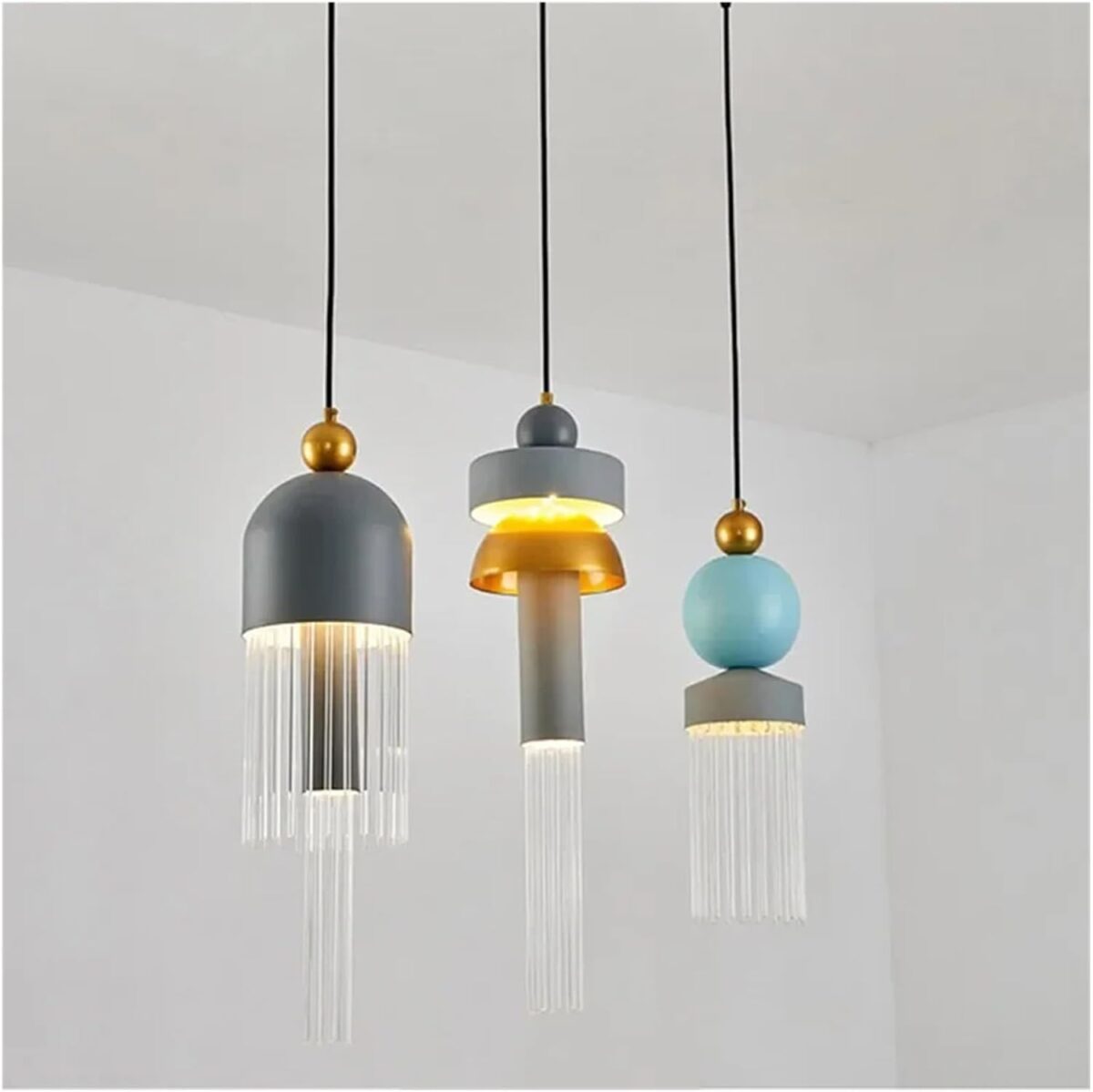 Modern Minimalist Pendant Light - Iron  Glass Chandelier for Dining Room, Bedroom – Image 2