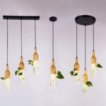 Lampes Suspendues Modernes à LED pour Plantes en Bois Bouteille en Verre Lustres Luminaire DéCor Industriel Lampe Suspendue éClairage – Image 5