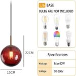 Lampe suspendue en verre globe à 1 lumière, lampe suspendue en verre moderne, lampe suspendue vintage de couleur – Image 4