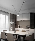 Lustre en miroir-poulie suspendu de haut en bas, design à défilement, plafonnier, ornickel – Image 4