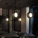 Suspension en verre gris fumé, mini suspension boule LED, lampe suspendue semi-encastrée, hauteur réglable – Image 6
