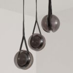 Suspension en verre gris fumé, mini suspension boule LED, lampe suspendue semi-encastrée, hauteur réglable – Image 2