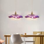 Luminaire Suspendu Moderne Edison en Verre Violet, Support de Lampe en Laiton, Lustre décoratif - éclairage Suspendu, luminaire de Plafond – Image 4