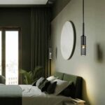Lustre minimaliste moderne avec abat-jour en verre gris fumé, luminaire suspendu avec cordon réglable – Image 3