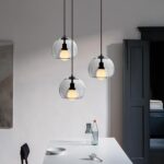 Lustre sur pied de style nordique, suspension en verre, abat-jour créatif en verre rond E27, luminaires d'installation encastrés, lampe à suspension de décoration – Image 3