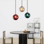 Lampe suspendue en verre globe à 1 lumière, lampe suspendue en verre moderne, lampe suspendue vintage de couleur – Image 5