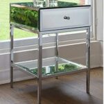 Table de chevet miroir ardoise pieds en acier inoxydable