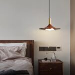 Simplicité Japonaise des lustres en Forme de Soucoupe Volante Suspension LED 10W Lumière Chaude Lampe Suspendue à Motif d'abat-Jour en Noyer – Image 4