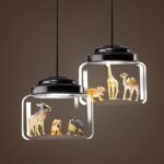 Créatif Nordique Lustre de Animal Verre Suspension Luminaire Plafonnier Eclairage Plafond – Image 3