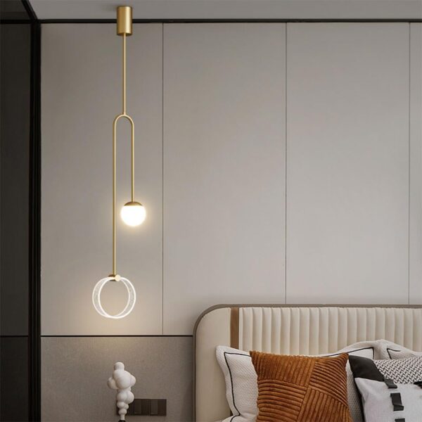Lustre minimaliste MayNuo 14 W, verre blanc mat, luminaire moderne du milieu du siècle à 2 lumières avec finition en laiton brossé