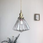 Luminaires de conception moderne Suspension en forme de diamant pour table à manger E26 Prise en laiton Hauteur réglable Ambre Plafonnier Lustre