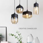 Suspension industrielle moderne avec abat-jour en verre transparent en métal noir, éclairage de plafond réglable – Image 4