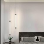 Moderne Lampe à Suspension Suspension Luminaire Plafonnier Industriel à LED Linéaire Intégré Noir du Milieu du Siècle Lustre Linéaire Doré – Image 4