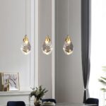 Lampe suspendue en cristal cubique à 3 lumières, lustre moderne – Image 3