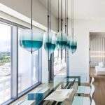 Nordic Modern Teardrop-Forme Bleu Suspension en Verre LED Art déco Simple Lampe Suspendue Blanche – Image 3