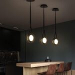 Suspension en verre gris fumé, mini suspension boule LED, lampe suspendue semi-encastrée, hauteur réglable – Image 3