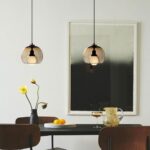 Lustre sur pied de style nordique, suspension en verre, abat-jour créatif en verre rond E27, luminaires d'installation encastrés, lampe à suspension de décoration – Image 2
