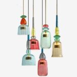 OSMARI Suspension Lustre Minimaliste Moderne, Suspension LED en Verre Multicolore Personnalité Créative Lampe Suspendue Restaurant Bar Café Luminaire Suspendu, Hauteur Réglable, F (C)