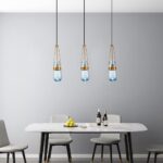 Moderne Goutte d'eau Pendentif Lumières Milieu du Siècle Clair Bleu Clair – Image 3