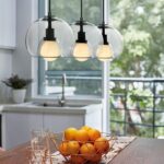 Lustre sur pied de style nordique, suspension en verre, abat-jour créatif en verre rond E27, luminaires d'installation encastrés, lampe à suspension de décoration – Image 4