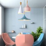 Lustre en Aluminium de Couleur Nordique, avec Un Design de décoration en Bois Massif, Lampe Suspendue à tête Unique E27, luminaires pour la décoration... – Image 2