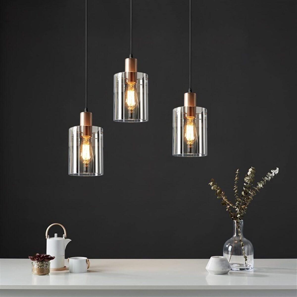 Américain Rétro Pendentif Lumière Verre Suspendu Lampes Designer Atmosphère E27 Lustre Abat-Jour – Image 2