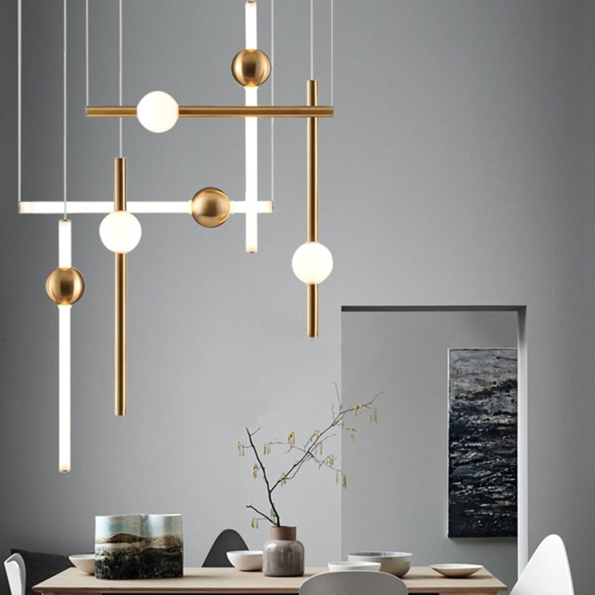 Longue bande LED simple lustre créatif en métal corps de lampe suspension nordique minimalisme lampe suspendue – Image 1