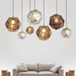 Lampe suspendue de plafond en métal en brique dorée et argentée de style nordique Creative Box Lustre géométrique de restaurant Lustre à boule multi-faces minimaliste moderne Luminaire encastré – Image 4