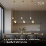 Luminaire suspendu moderne doré, lampes suspendues pour îlot de cuisine, éclairage de chambre pour suivi, ampoules LED à intensité variable – Image 2