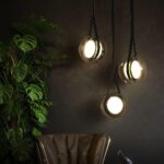 Suspension en verre gris fumé, mini suspension boule LED, lampe suspendue semi-encastrée, hauteur réglable – Image 4
