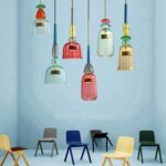 OSMARI Suspension Lustre Minimaliste Moderne, Suspension LED en Verre Multicolore Personnalité Créative Lampe Suspendue Restaurant Bar Café Luminaire Suspendu, Hauteur Réglable, F (C) – Image 3