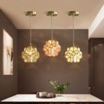 Nordic Pétale Forme Pendentif Lampe En Verre Soufflé À La Main Et En Laiton Lampe Suspendue Simple Tête E27 Plafonnier Luminaire – Image 3