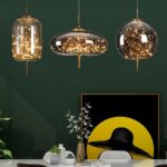 Éclairage Suspendu pour Îlot De Cuisine Globe Lampes Suspendues en Verre Ambré Moderne 24W LED Luminaire Suspendu – Image 4