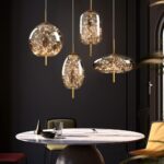 Éclairage Suspendu pour Îlot De Cuisine Globe Lampes Suspendues en Verre Ambré Moderne 24W LED Luminaire Suspendu – Image 2