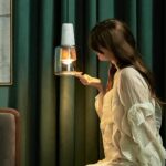 Lampe à suspension en marbre avec abat-jour en verre cognac, mini luminaire suspendu – Image 4