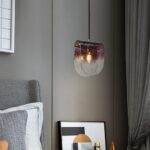 Suspension en verre moderne réglable, éclairage suspendu, abat-jour en verre de couleur dégradée, suspensions de plafond, base de lampe E14