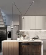 Lustre en miroir-poulie suspendu de haut en bas, design à défilement, plafonnier, ornickel – Image 3