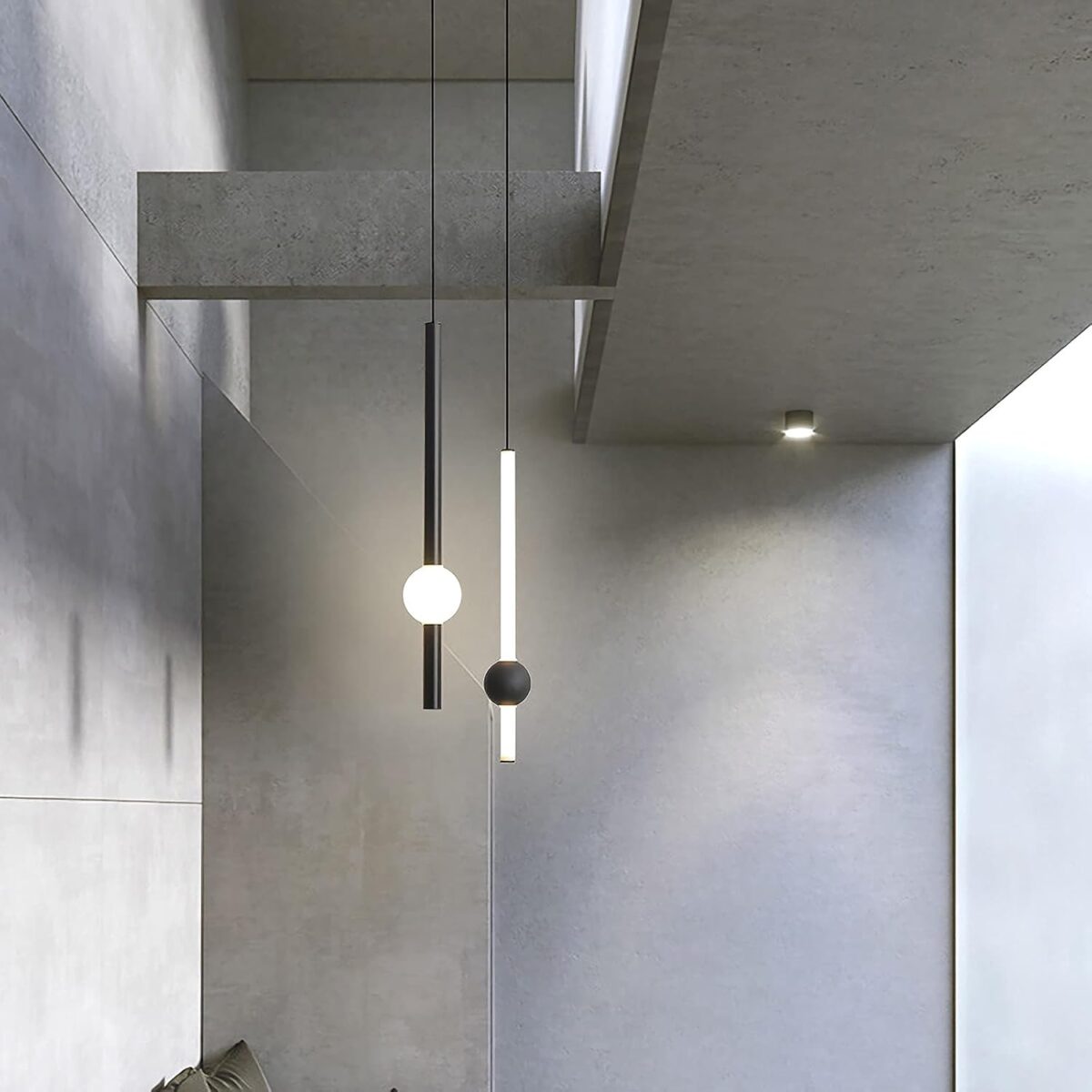 Plafonniers, lampes à suspension de chevet modernes pour chambres à coucher; plafonnier à LED avec anneau en métal créatif – Image 2