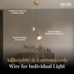Luminaire suspendu moderne doré, lampes suspendues pour îlot de cuisine, éclairage de chambre pour suivi, ampoules LED à intensité variable – Image 4