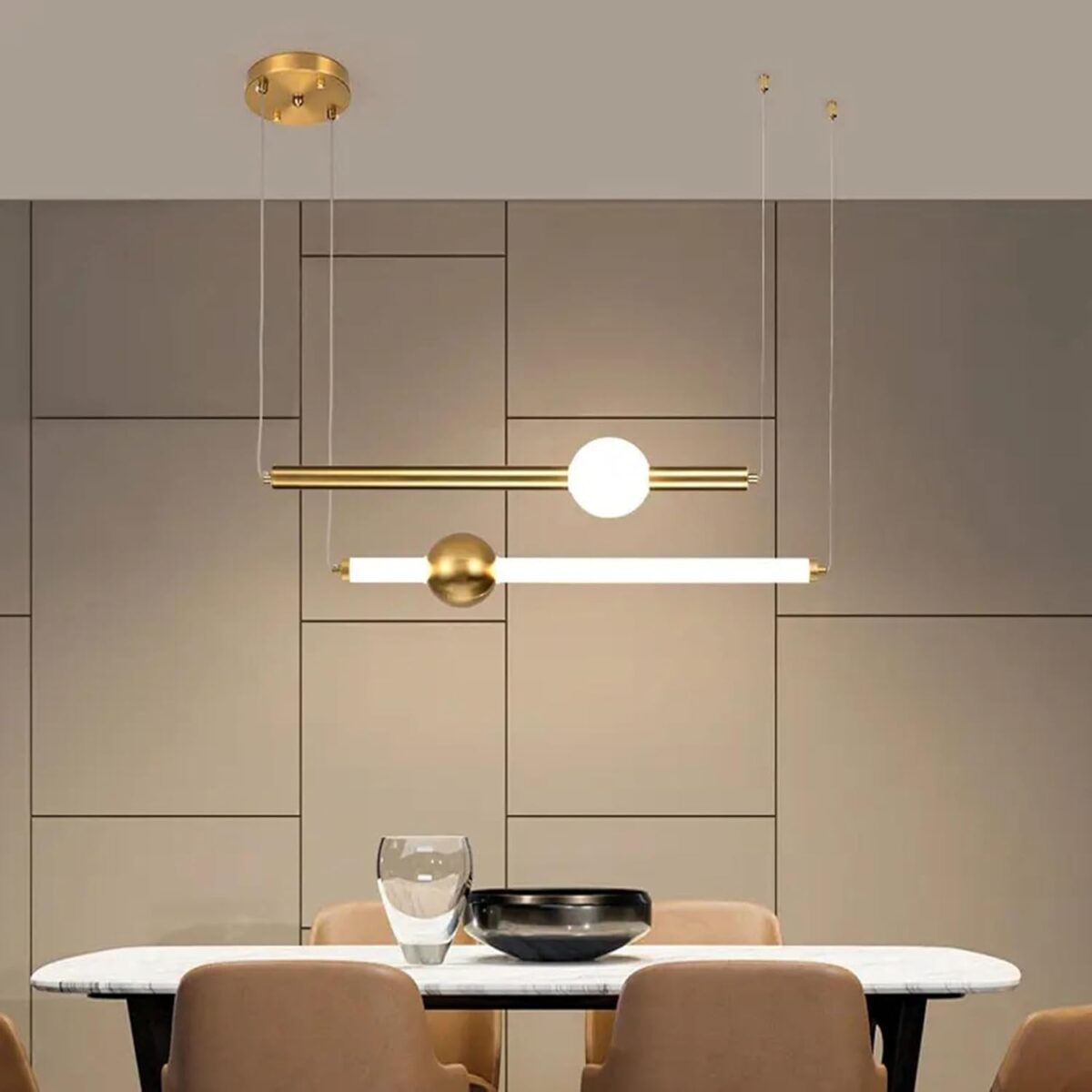 Longue bande LED simple lustre créatif en métal corps de lampe suspension nordique minimalisme lampe suspendue – Image 4