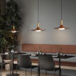 Simplicité Japonaise des lustres en Forme de Soucoupe Volante Suspension LED 10W Lumière Chaude Lampe Suspendue à Motif d'abat-Jour en Noyer – Image 2