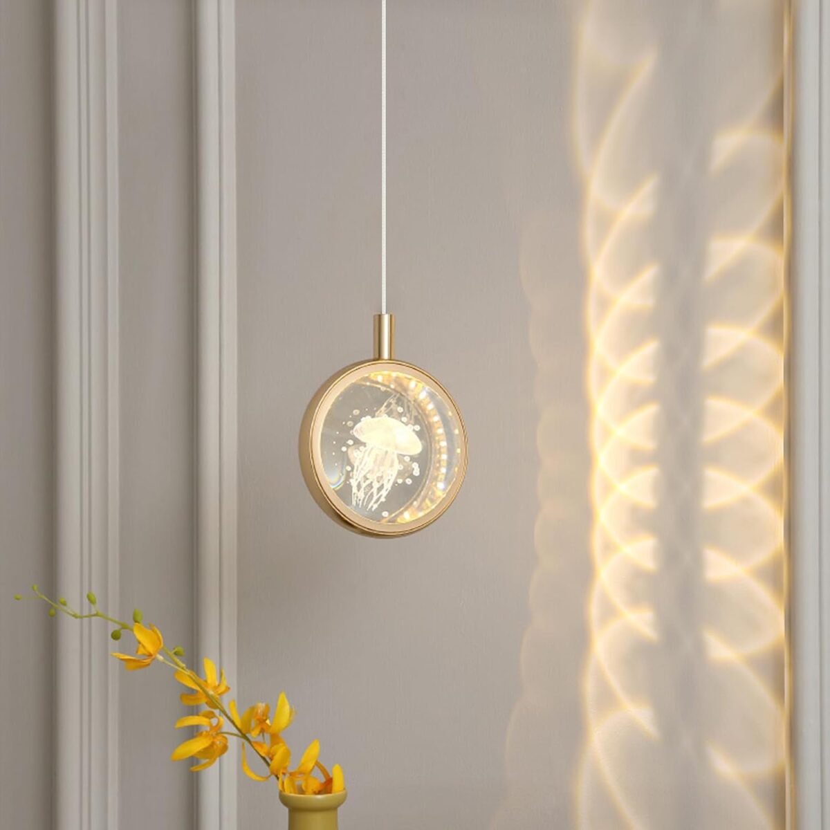 Lampe Pendante LED Abat-Jour Boule de Cristal 3D Suspension Luminaire Tricolore – Image 2
