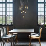 Lustre à une tête avec abat-jour en verre, suspensions en laiton, luminaire à suspension réglable – Image 2