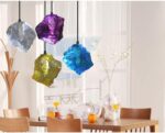 Creative Ice Cube Forme Lustre Style Nordique Verre Suspendu Lumières Allumant Simple Suspension Luminaires pour Chambre Chevet avec Cordon Réglable – Image 3