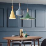 Lustre en Aluminium de Couleur Nordique, avec Un Design de décoration en Bois Massif, Lampe Suspendue à tête Unique E27, luminaires pour la décoration... – Image 3
