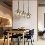 Lustre industriel moderne vintage E27E26 avec abat-jour en verre transparent soufflé à la main – Image 2
