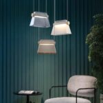 Nouveau Populaire Nordique Lumière Luxe Verre Petit Lustre Simplicité Cuir Décorer Suspension Moderne En Acier Au Carbone LED – Image 2