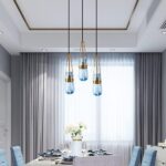 Moderne Goutte d'eau Pendentif Lumières Milieu du Siècle Clair Bleu Clair – Image 2