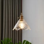 Suspension luminaire , Lustre décoratif à tête unique en laiton, abat-jour en verre hautement translucide, lampe à suspension décorative
