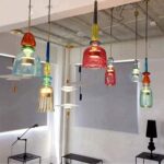 OSMARI Suspension Lustre Minimaliste Moderne, Suspension LED en Verre Multicolore Personnalité Créative Lampe Suspendue Restaurant Bar Café Luminaire Suspendu, Hauteur Réglable, F (C) – Image 2